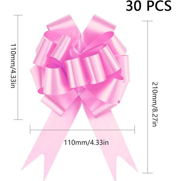 30 stykker bånd trække sløjfer klistermærker Pink Stor indpakning Decoratio