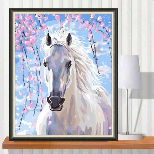 30x40 cm DIY 5D Diamond Painting Horse Cherry Blossoms Full Access