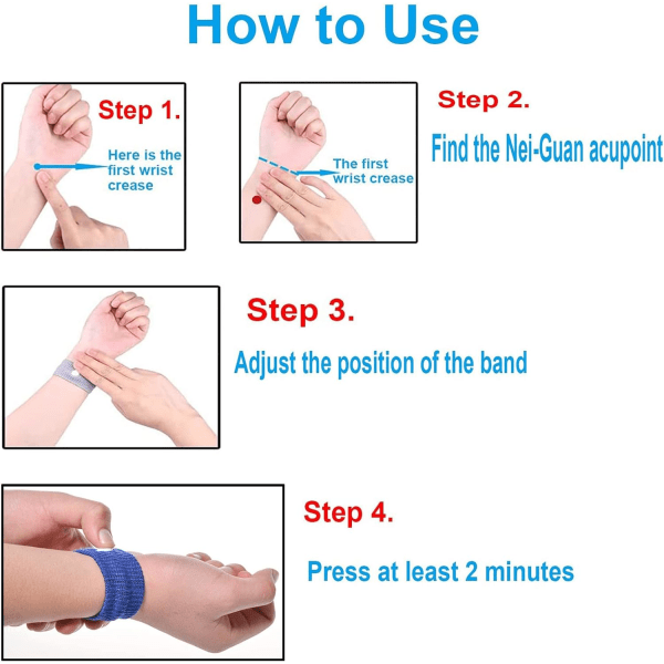 2 par akupressurarmband (blåsvart) Anti-illamående armband fo