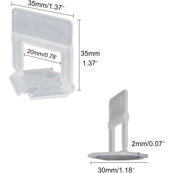 Flise Nivelleringssystem Kit 600 Nivelleringsflikke 2mm Clips til Lægning af Fliser