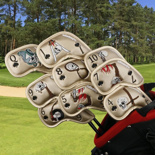 9 Skull Golftillbehör - Guld med matchande numrerade taggar - Hea