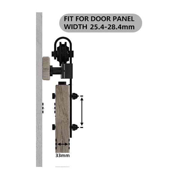 Skydedør Hardware Track Kit, Enkelt Skydedørssystem, Sort