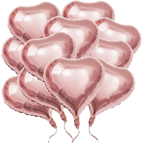 Rose Gold Hjerte Ballon 50 Stykker Størrelse 45 cm - Oppustelig Helium