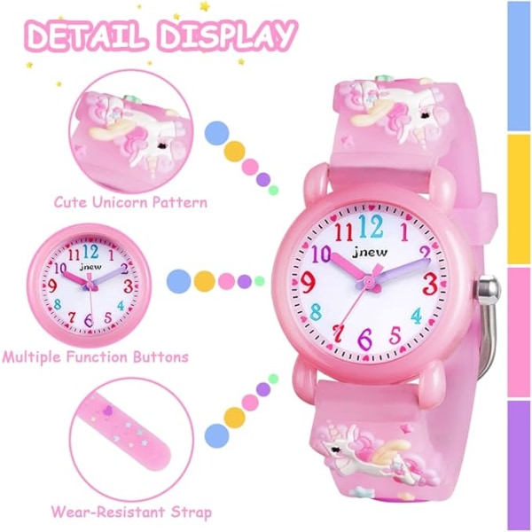 (Pink Unicorn) Watch, Analog watch för pojkar och flickor, mjuk