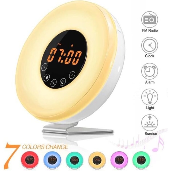 Sunrise Alarm Clock, Digital Light Alarm Clock med 6 Nature Soun