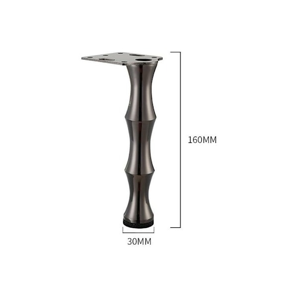 4 stk. lette luksuriøse bambusmetallmøbelben (16 cm (svart))