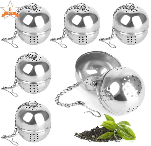 6 stk. teboldssi, 304 rustfrit stål teinfuser 4 cm