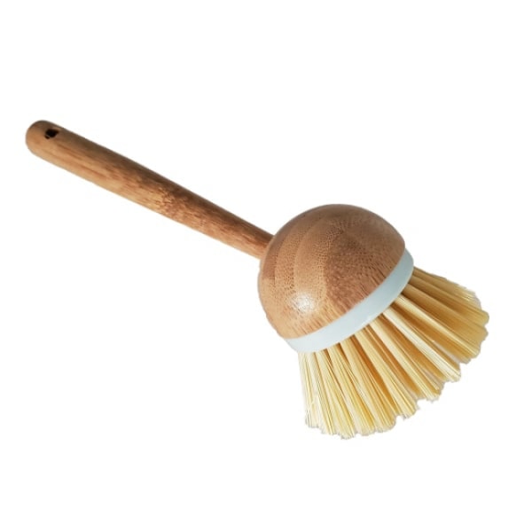 Dish brush with natural bamboo finish, classic retro style, natur