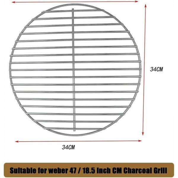 34CM Ljusförnicklat stålgaller för Weber kolgrill