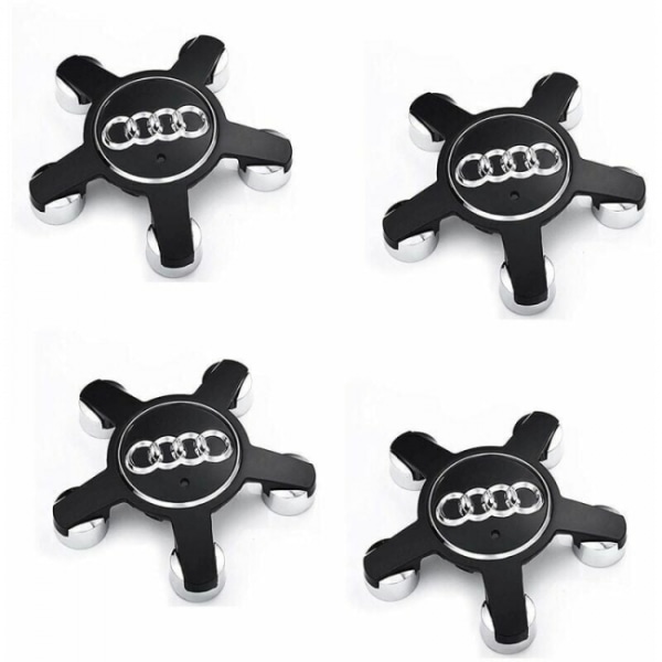 4 stk - Navkappelemblem, for 135 mm navkapsler for Audi (svart)
