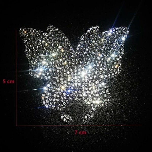 （5X7cm）3 kpl Kristalliautotarrat, Bling Butterfly Crystal Rhinestone Autotarra