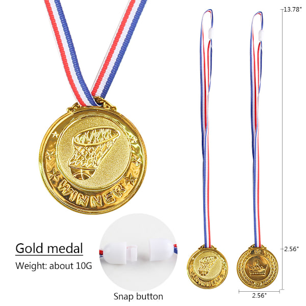Guld Basket Rugby Medaljer, Set med 6 Metall Fotbollsmedaljer, Tea