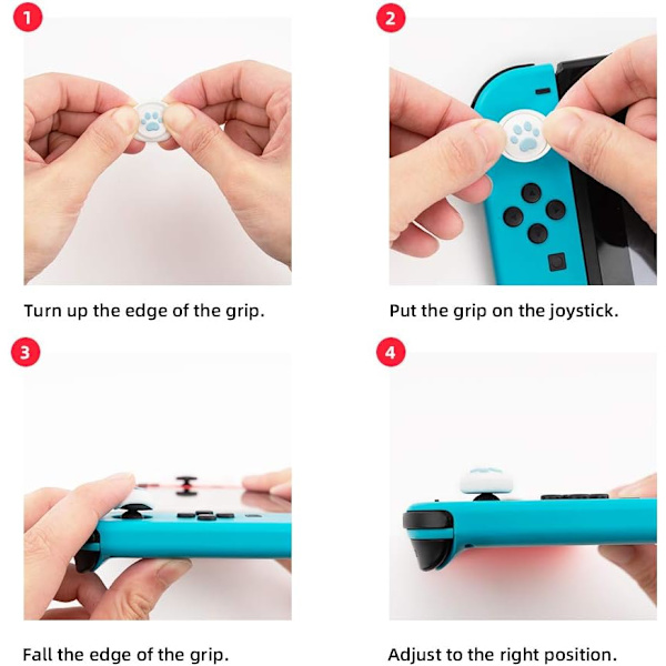 4 stk. silikone katteklo Joy Con tommelfingergreb sæt joystickhætter compa