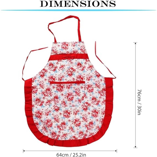 2-pak blomsterkjøkkenforklær for jenter/kvinner, med lommer, søte