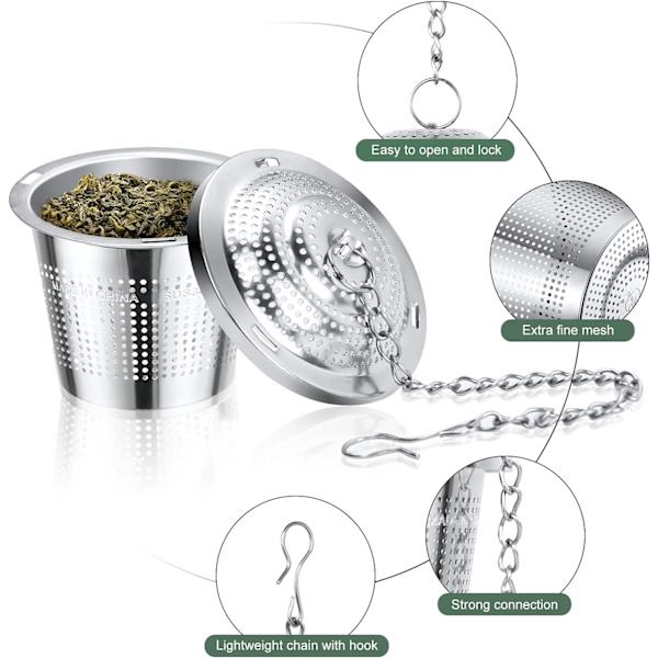 2 stk. teinfuser (4,5 cm diameter), 304 rustfrit stål te-si