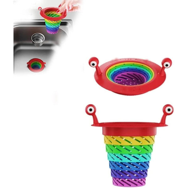Monster-keittiön lavuaarin siivilä, Monster Rainbow -muovista valmistettu kokoontaitettava