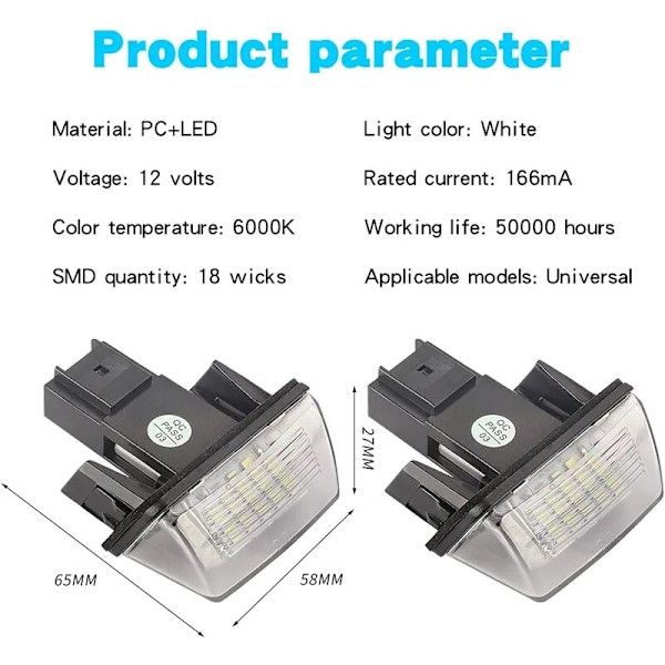 LED-skiltlys for bil 12V 3528SMD 6500K Xenon hvitt baklys L