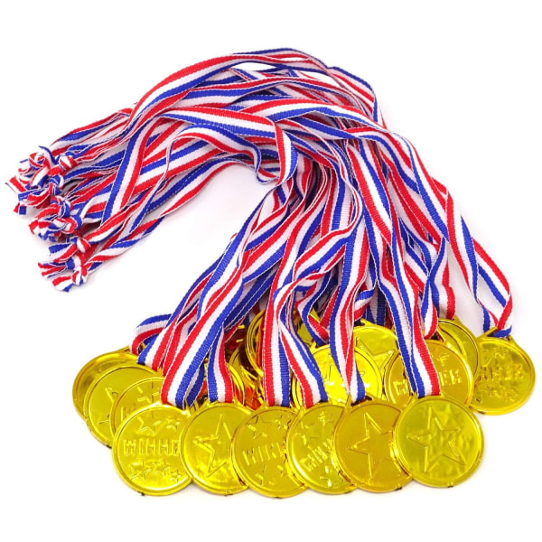 48 stycken Barn plastmedaljer hängande Leksaker Golden Games medalj