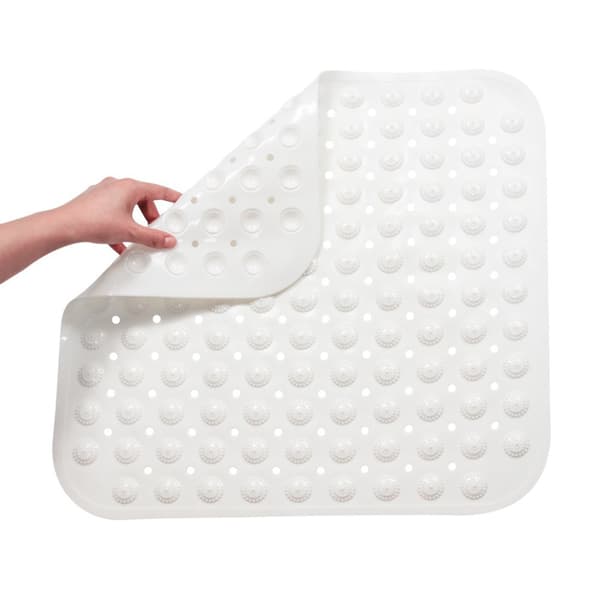 Vit badmatta 48*48CM, halkfri, kvadratisk duschmatta, mögelresistent