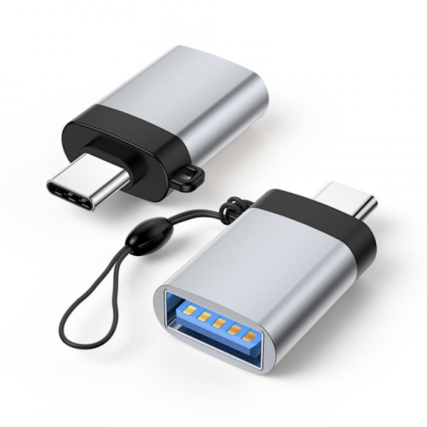 (2-pack) (Silver) USB C till USB 3.0-adapter, USB C hane till USB 3