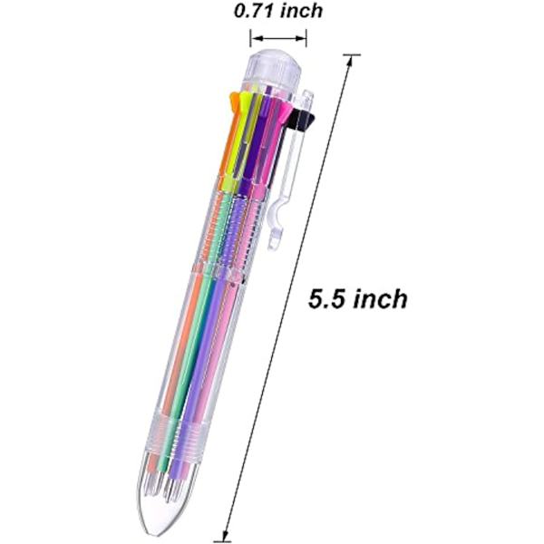 8 stk. Multifarvede kuglepenne 8-i-1 Retractable Kuglepenne 8 Farver