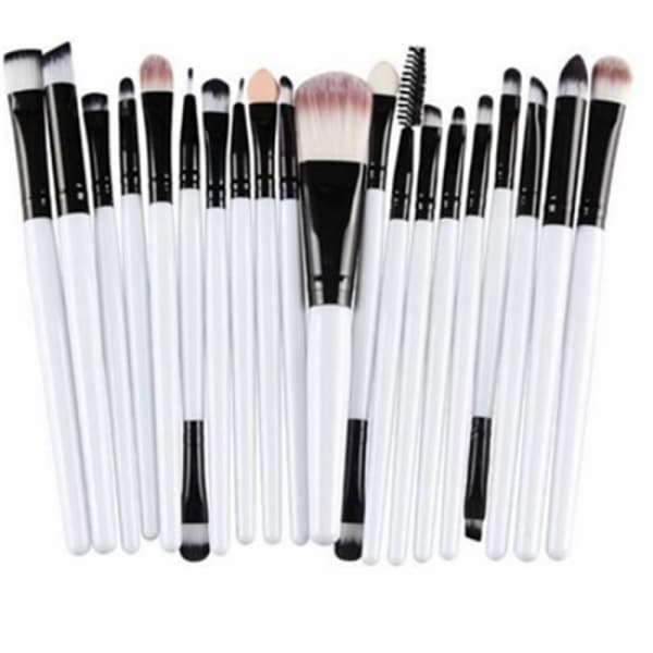 20 Makeupbørster - Hvid Sort Hvid