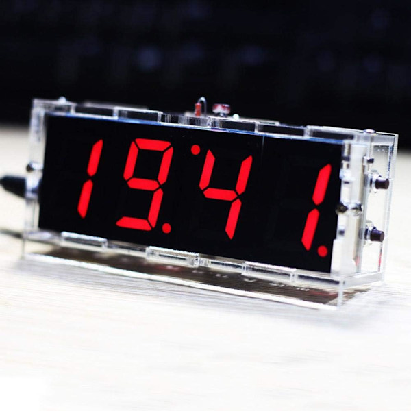 DIY Elektronisk Klockkit (Röd) - 4 LED Digital Klockkit Automatisk