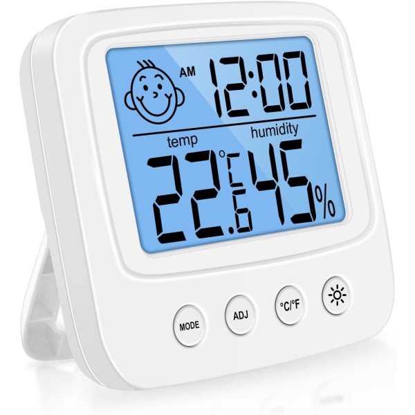 Högprecisions digital inomhus hygrometer termometer, inomhus digital hygrometer, skrivbords digital termometer med temperatur- och fuktighetsmonitor - bakgrundsbelysning