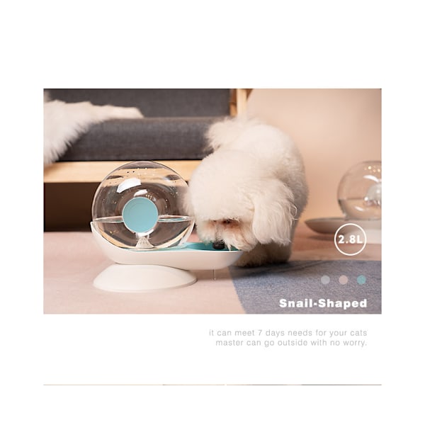 1 stk. Blå Automatisk Vanddispenser til Hunde og Katte, Snegleform, Gr