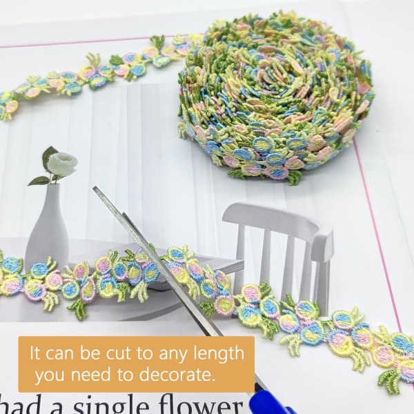5 Yards Flower Trim Ribbon (Multicolor-4,5M) Flower DIY Lace Appl