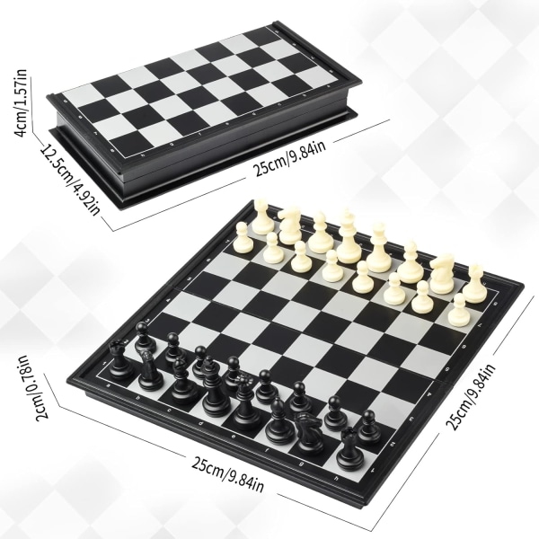 Set Magneettinen shakkilauta (25 x 25 cm), taitettava ja kannettava