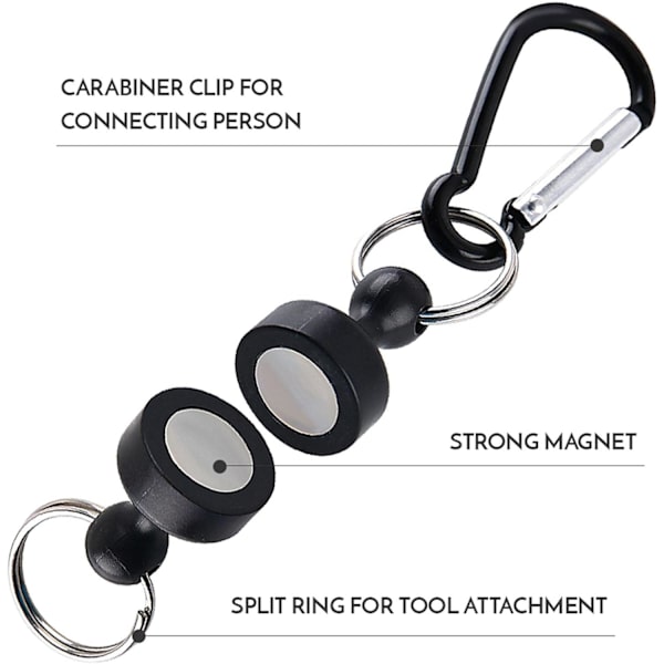 Magnetisk nøglering - Magnetisk vandreturkarabinhage i rustfrit stål med ergonomisk magnetisk krog til krydstogtskibe, garager, køkkener, køleskabe og skabe.