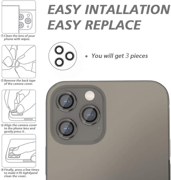 Bagkamera Beskytter Sort Kompatibel med iPhone 13 Pro Max, [A