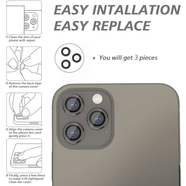 Bakre kameraskydd svart kompatibel med iPhone 13 Pro Max, [A