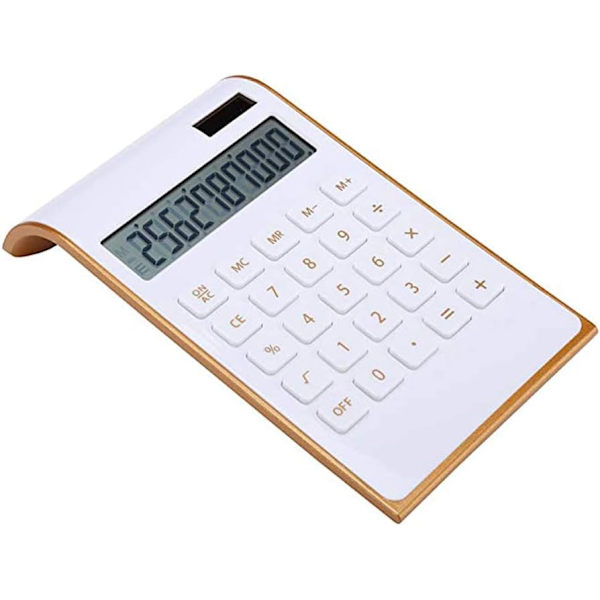 10-sifret skrivebordsregnemaskin, batteridrevet/soldrevet, vippbar LCD-skjerm