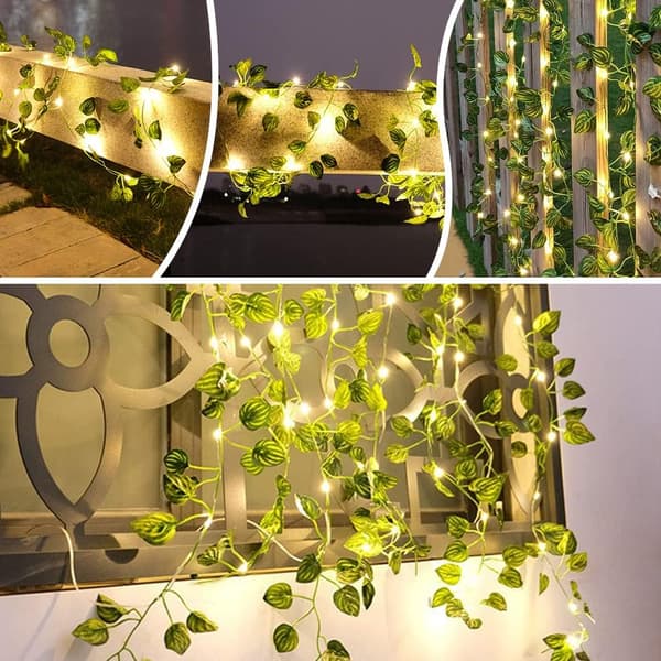Udendørs solcellelyskæde, 50LED vandmelonbladssnor 5M/16.4F
