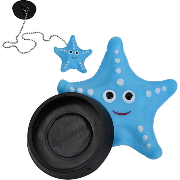 Badekaravløpsstopper med rustfri stålkulekjede (45mm - Blå)