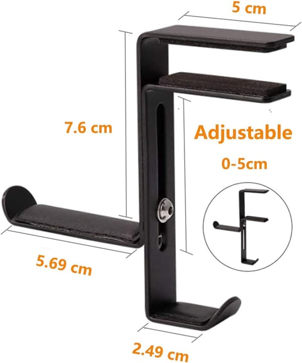 Gaming Hovedtelefon Stativ - Sort - Krog Holder - Justerbar - Skrivebord