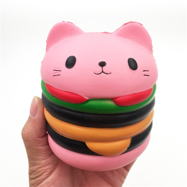 Rosa klemmeleker hamburger Mega Cat slow rise leker anti-stress k