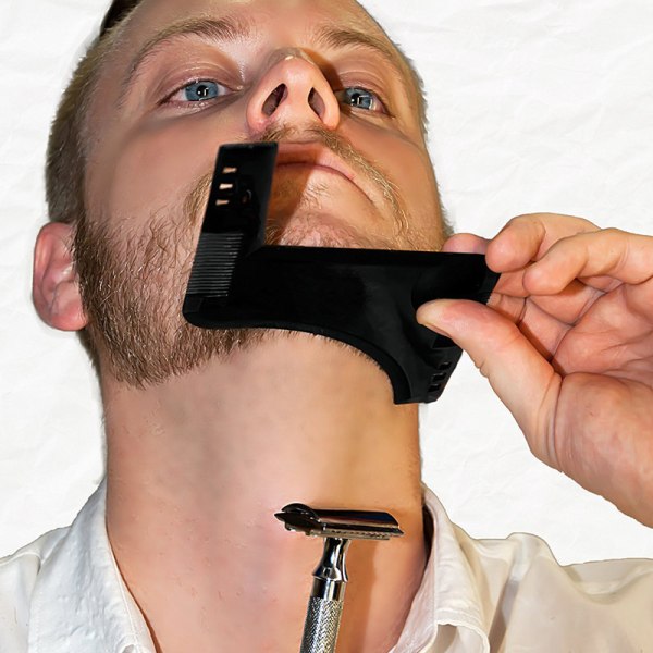 Svart 4 stk. Beard Shaper Man Beard Shaping Tool Transparent