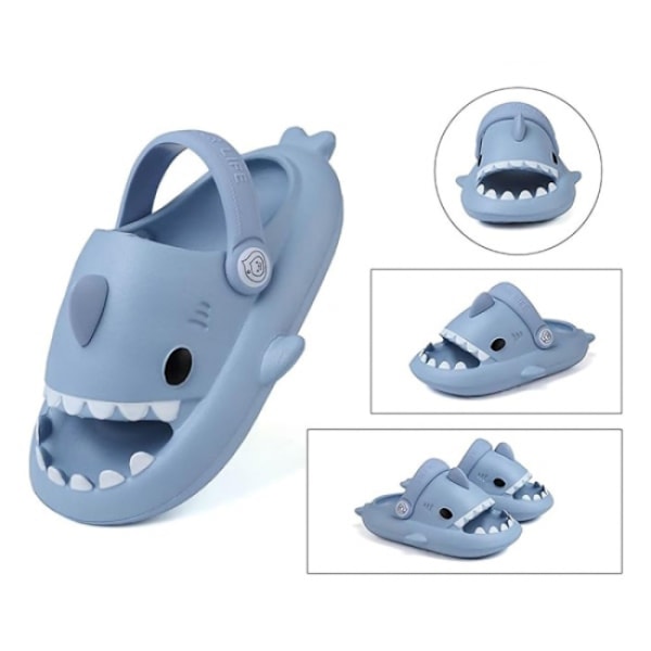 Storlek 130 (Innersula 13cm) - blå tjocksula mjuk sula hajtoffla