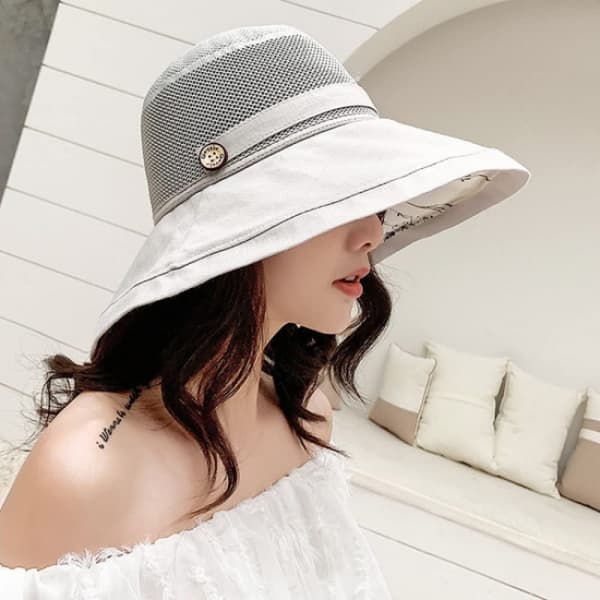 Dame Mesh Solhatter Sommer UV-beskyttelse Bred Skygge Strand.