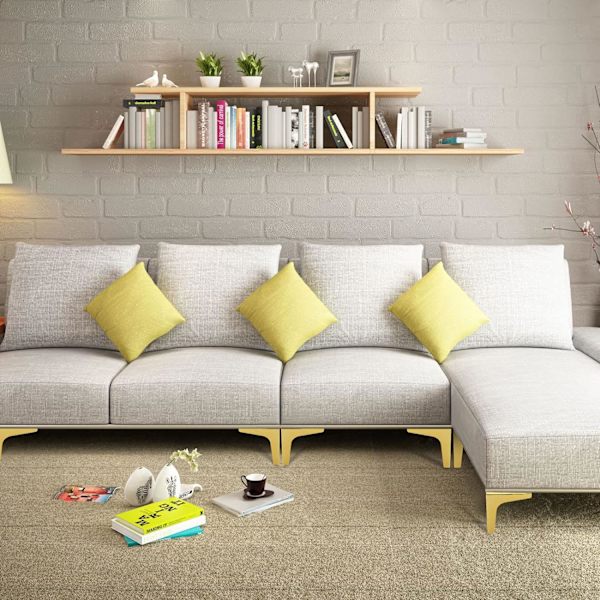Sett med 8 gull møbelben, 15 cm, gull møbelben for 600 kg belastning, gull møbelben med skruer, gull sofa ben for sofaer, TV-skap, skap.