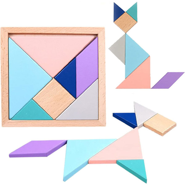 Logikspel Pussel Träblock Pussel 7 PCS Trä Tangram Hjärna
