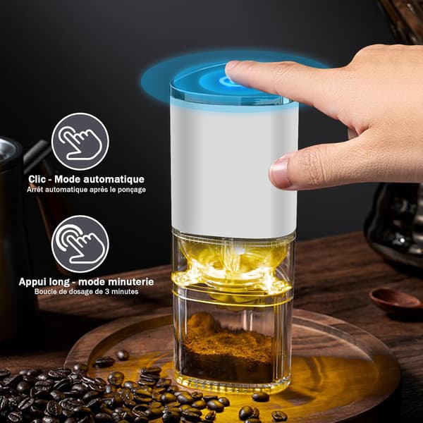 Elektrisk kaffekvarn (vit), USB-laddningsbar, lämplig för B
