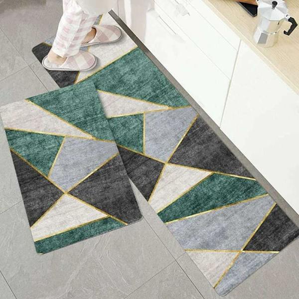Halkskyddad köksmatta för diskho, geometriskt mönster, 2-pack