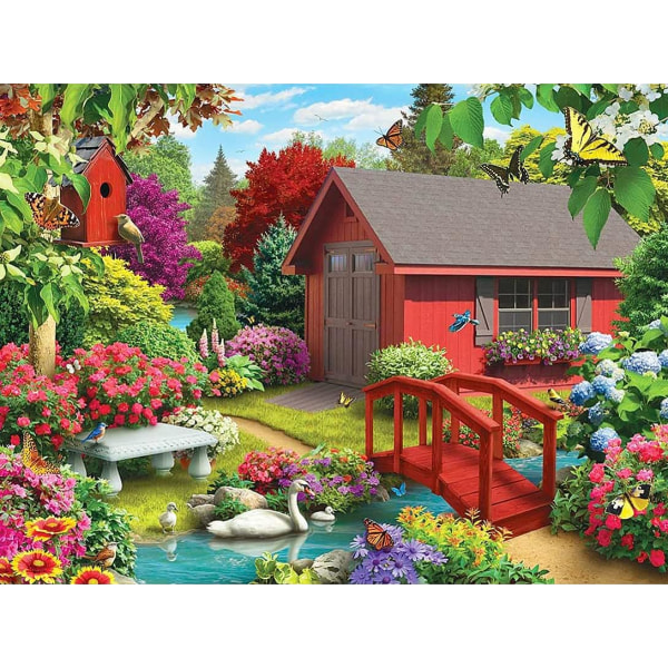 Loger Diamond Painting Bridge Kits Voksne, Blomster Have 5D Diamo