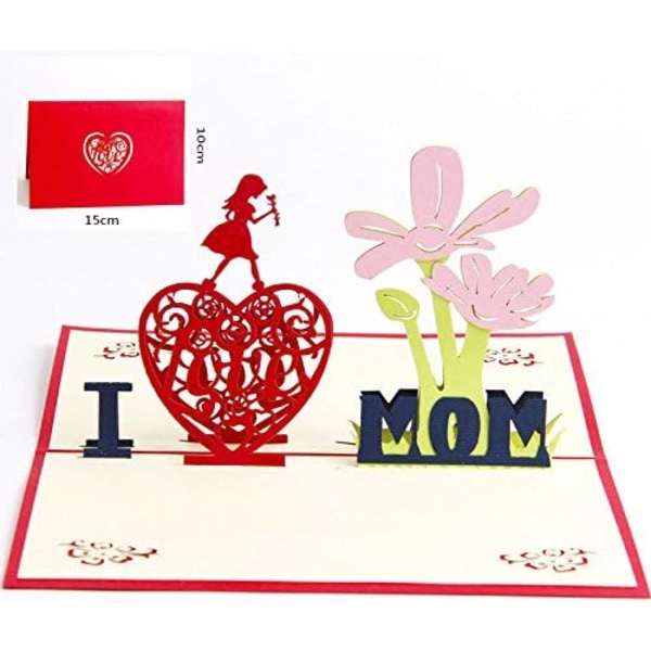 Äitienpäiväkortti, syntymäpäiväkortti äidille, 3D Pop Up -onnittelukortti