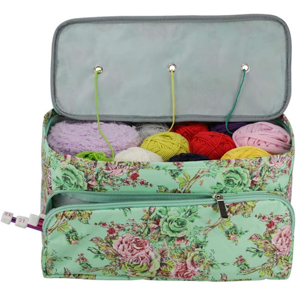 Peony Textile Garnorganisatör, Ull Stickningsorganisatör med Delikat Mönster, Bärbar Stickningsorganisatör - Perfekt för Stickningsälskare
