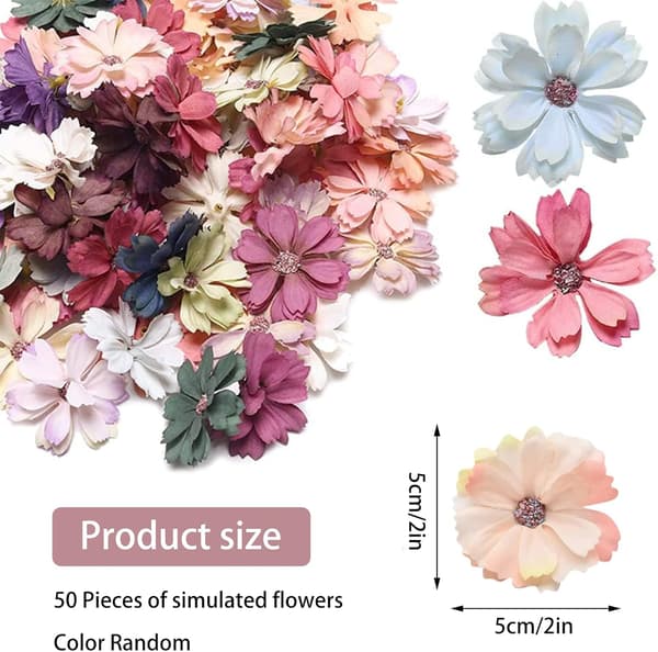 Multicolor Kunstige Daisy Blomsterhoveder 50stk (Tilfældig Farve) Min